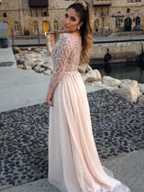 A-Linie/Princess-Linie Bateau-Ausschnitt Bodenlange Chiffon Abendkleider mit Perlen verziert