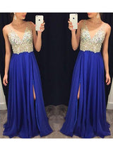 A-Linie/Princess-Linie V-Ausschnitt Sweep/Pinsel zug Chiffon Abendkleider mit Kristalle