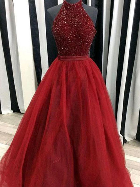 Duchesse-Linie Stehkragen Bodenlange Organza Abendkleider mit Perlen verziert