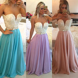 A-Linie/Princess-Linie Herzausschnitt Bodenlange Chiffon Abendkleider mit Perlen