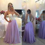 A-Linie/Princess-Linie Herzausschnitt Bodenlange Chiffon Abendkleider mit Perlen