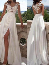 A-Linie/Princess-Linie U-Ausschnitt Bodenlange Chiffon Abendkleider mit Applikationen