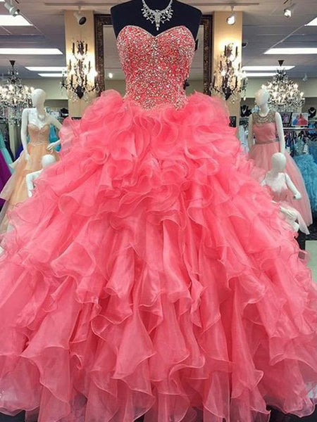 Duchesse-Linie Herzausschnitt Bodenlange Organza Abendkleider mit Perlen verziert