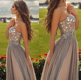 A-Linie/Princess-Linie Herzausschnitt Bodenlange Chiffon Abendkleider mit Perlen verziert
