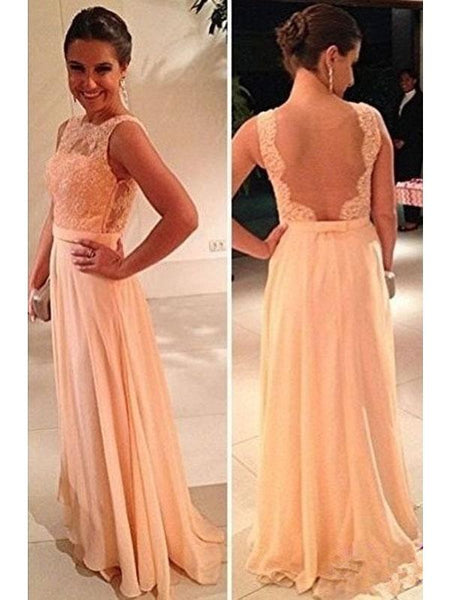 A-Linie/Princess-Linie Bateau-Ausschnitt Bodenlange Chiffon Abendkleider mit Spitze