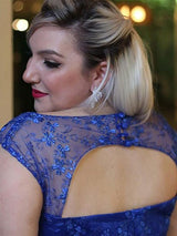 A-Linie/Princess-Linie V-Ausschnitt Sweep/Pinsel zug Ärmellos Chiffon Übergröße Abendkleid mit Spitze