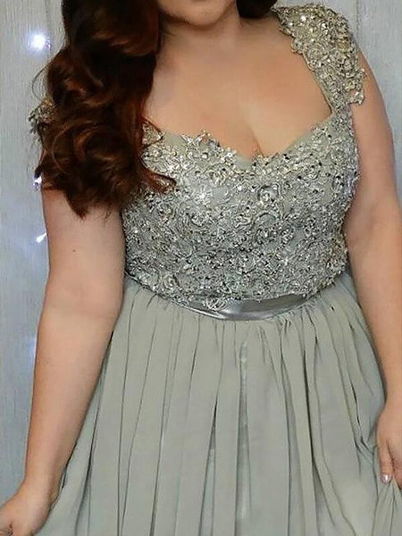 A-Linie/Princess-Linie V-Ausschnitt Bodenlange Ärmellos Chiffon Übergröße Abendkleid mit Spitze