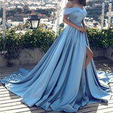 A-Linie/Princess-Linie Schulterfrei Bodenlange Satin Abendkleider mit Rüschen