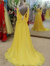 A-Linie/Princess-Linie Träger Ärmellos Sweep/Pinsel zug Chiffon Abendkleider mit Perlen verziert