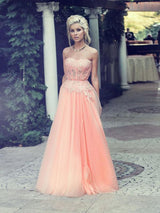 A-Linie/Princess-Linie Trägerlos Ärmellos Bodenlange Chiffon Abendkleider mit Applikationen