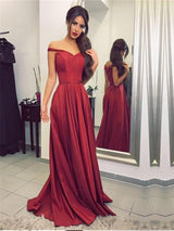 A-Linie/Princess-Linie Schulterfrei Ärmellos Hof-schleppe Satin Abiballkleid