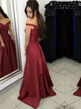 A-Linie/Princess-Linie Schulterfrei Ärmellos Hof-schleppe Satin Abiballkleid