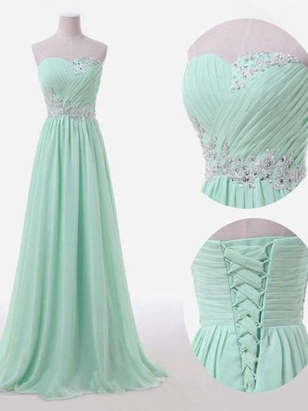 A-Linie/Princess-Linie Herzausschnitt Chiffon Bodenlange Ärmellos Brautjungfernkleid mit Perlen verziert