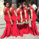 A-Linie/Princess-Linie V-Ausschnitt Satin Bodenlange Ärmellos Brautjungfernkleid mit Spitze