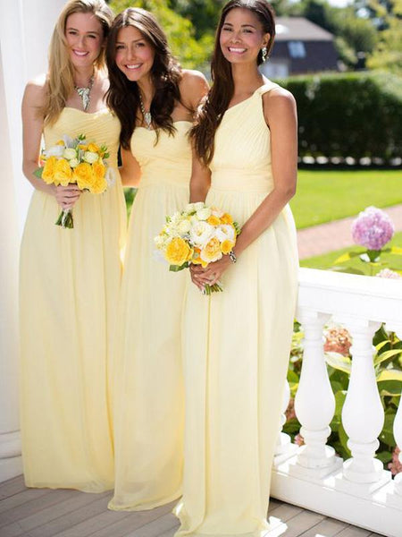 A-Linie/Princess-Linie Chiffon Bodenlange Ärmellos Brautjungfernkleid