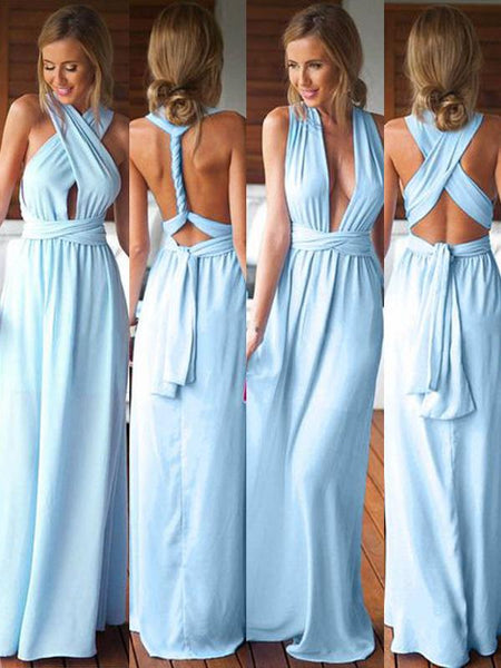A-Linie/Princess-Linie Chiffon Bodenlange Ärmellos Brautjungfernkleid