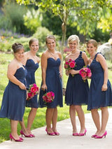 A-Linie/Princess-Linie Herzausschnitt Chiffon Kurze/Mini Ärmellos Brautjungfernkleid