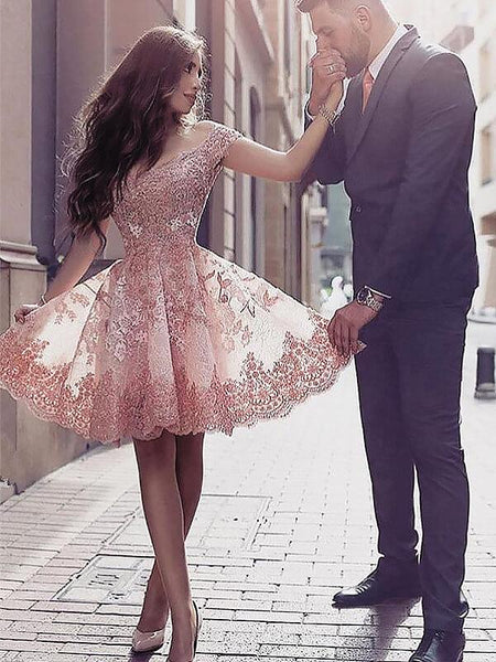 A-Linie/Princess-Linie U-Ausschnitt Tüll Ärmellos Knie-Länge Kleid mit Applikationen