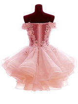 A-Linie/Princess-Linie Schulterfrei Organza Ärmellos Kurze/Mini Kleid mit Applikationen