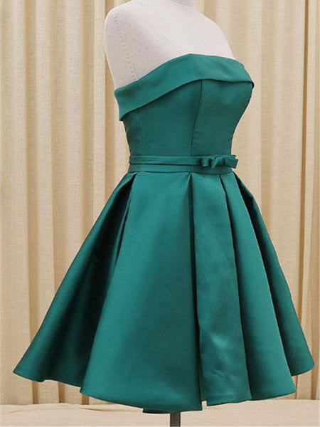 Einfaches A-Linie/Princess-Linie Trägerlos Satin Ärmellos Kurze/Mini Kleid