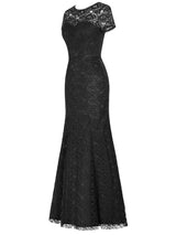 Mermaid/Trumpet U-Ausschnitt Angeschnittene Ärmel Spitze Bodenlange Brautmutterkleid mit Spitze