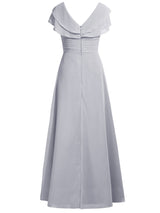 A-Linie/Princess-Linie V-Ausschnitt Angeschnittene Ärmel Chiffon Bodenlange Brautmutterkleid mit Strasssteine