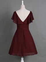 A-Linie/Princess-Linie Cowl Angeschnittene Ärmel Chiffon Knie-Länge Brautmutterkleid mit Falten Rüschen