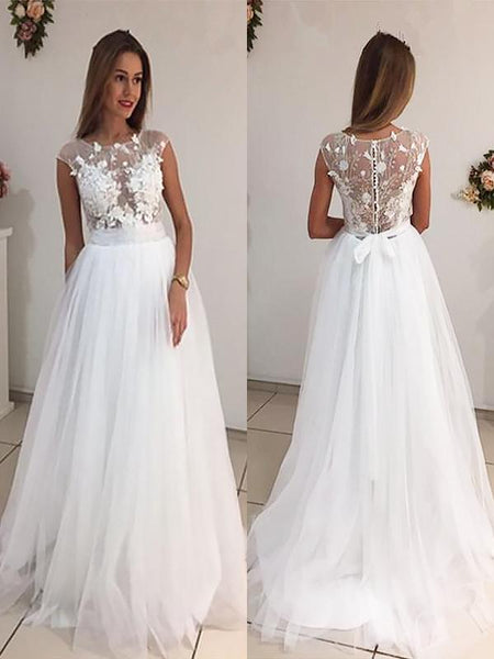 A-Linie/Princess-Linie U-Ausschnitt Sweep/Pinsel zug Ärmellos Tüll Brautkleid