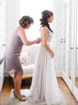 A-Linie/Princess-Linie U-Ausschnitt Bodenlange Ärmellos Tüll Brautkleid mit Spitze