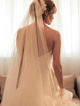 Duchesse-Linie Herzausschnitt Sweep/Pinsel zug Ärmellos Organza Brautkleid mit Perlen verziert