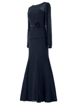 Mermaid/Trumpet U-Ausschnitt Lange Ärmel Chiffon Bodenlange Brautmutterkleid