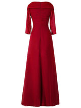 A-Linie/Princess-Linie V-Ausschnitt Lange Ärmel Chiffon Bodenlange Brautmutterkleid mit Rüschen