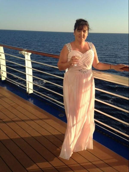 A-Linie/Princess-Linie Träger Ärmellos Bodenlange Chiffon Brautmutterkleid mit Perlen verziert