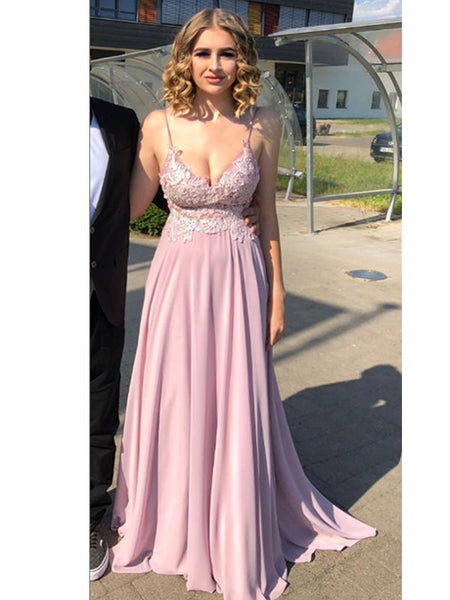 Empire-Stil Spaghettiträger Sweep/Pinsel zug Chiffon Abendkleider mit Spitze