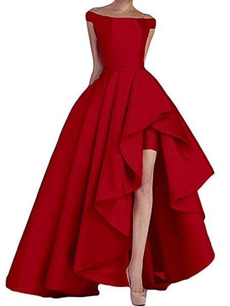 A-Linie/Princess-Linie Schulterfrei Asymmetrisch Satin Asymmetrisch Kleid