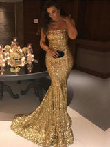 Trompete/Meerjungfrau-Linie Trägerlos Sweep/Pinsel zug Pailletten Abiballkleid