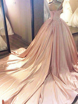 Duchesse-Linie Herzausschnitt Hof-schleppe Satin Abendkleider Ballkleider mit Spitze