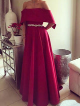 A-Linie/Princess-Linie Schulterfrei Bodenlange Satin Abendkleider mit Schärpen/Bänder/Gürtel