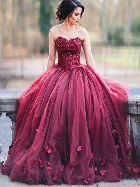 Duchesse-Linie Herzausschnitt Tüll Ärmellos Bodenlange Abendkleid/Ballkleid mit Applikationen