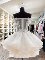 Duchesse-Linie Schulterfrei Organza Lange Ärmel Kurze/Mini Ballkleid mit Applikationen