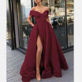 A-Linie/Princess-Linie Schulterfrei Satin Ärmellos Sweep/Pinsel zug Abendkleid mit Schlitz